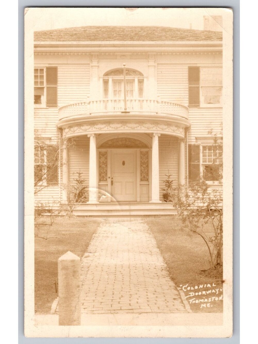 Thomaston Maine Colonial Doorway RPPC Real Photo Postcard Posted 1928